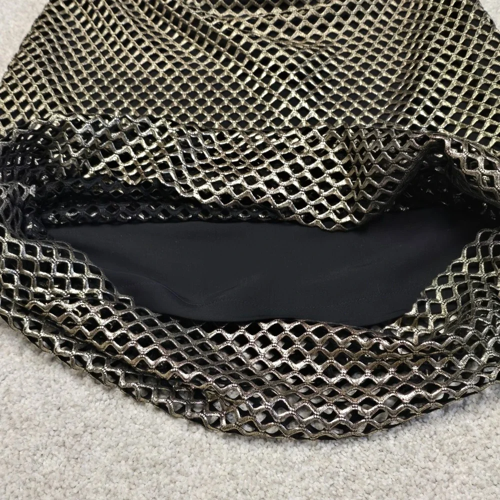 Alexis Larissa Lace Pencil Skirt Gold‎ Metallic Mesh Black Lined Size Small NWT